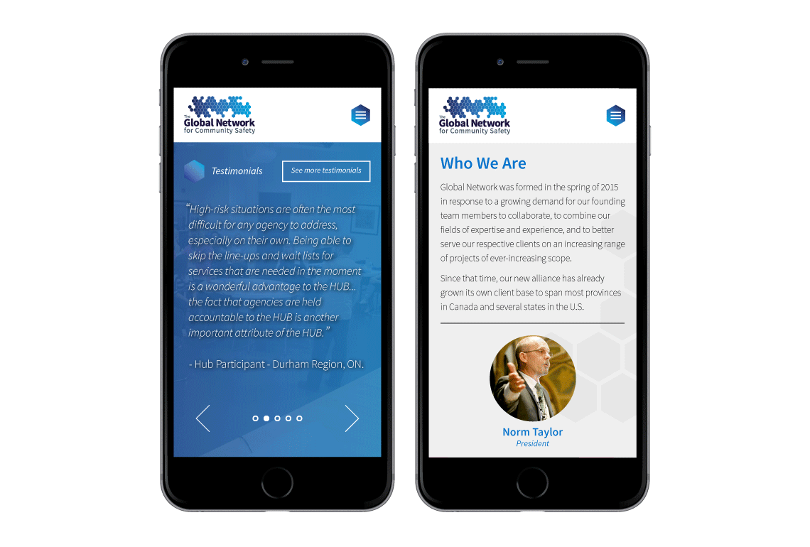 The Global Network for Community Safety Website Mobile