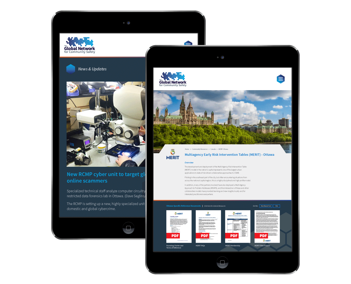 The Global Network for Community Safety Website Tablet
