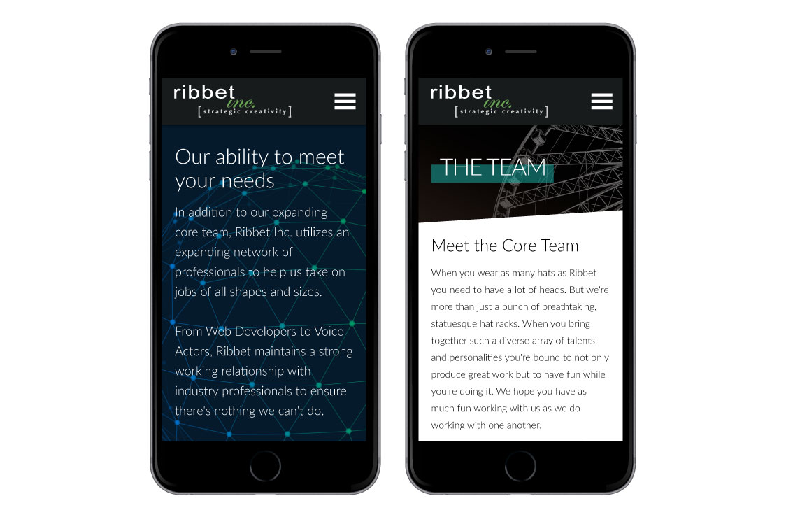 Ribbet Inc. Website Mobile